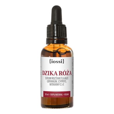 Iossi, Dzika Róża, serum rozświetlające z geranium, cyprysem, witaminami C i E, 30 ml
