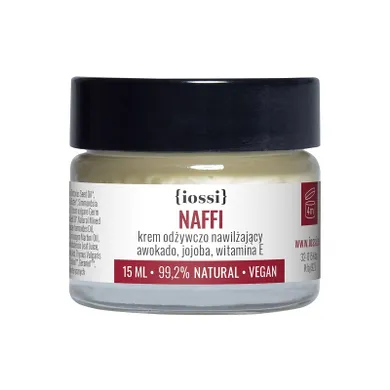 Iossi, Naffi, krem odżywczo nawilżający do twarzy z olejem awokado i jojoba, 15 ml