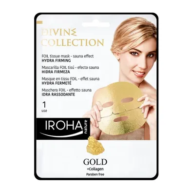 Iroha Nature, Gold + Collagen Hydra Firming Face Mask, nawilżająco-ujędrniająca maska w płachcie ze złotem i kolagenem, 25 ml