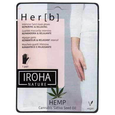 Iroha Nature, Repairing & Relaxing Hand & Nail Mask, naprawczo-relaksacyjna maseczka w płachcie do dłoni i paznokci, Cannabis, 2-8g