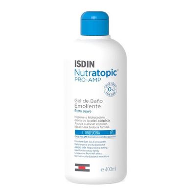 Isdin, Nutratopic Pro-AMP Emollient Bath Gel Atopic Skin, zmiękczający żel pod prysznic do skóry atopowej, 400 ml