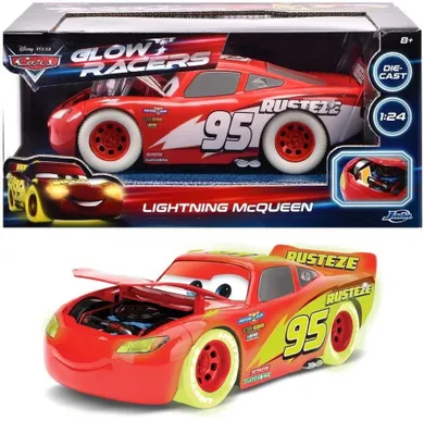 Jada Toys, Auta, Lightning McQueen Glow, model pojazdu świecący w ciemności, 1:24