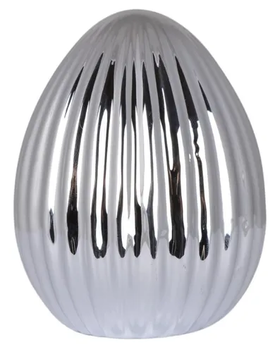 Jajko ceramiczne, srebrne, średnie, 13-13-18 cm