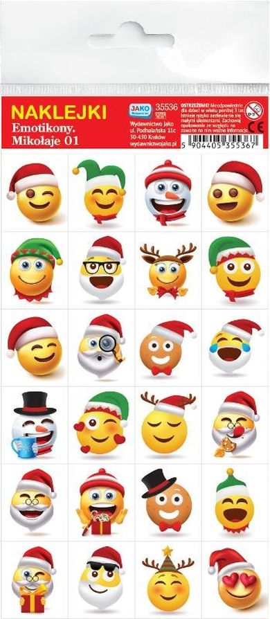 Jako, naklejki, emotikony, Mikołaje, 24 szt.