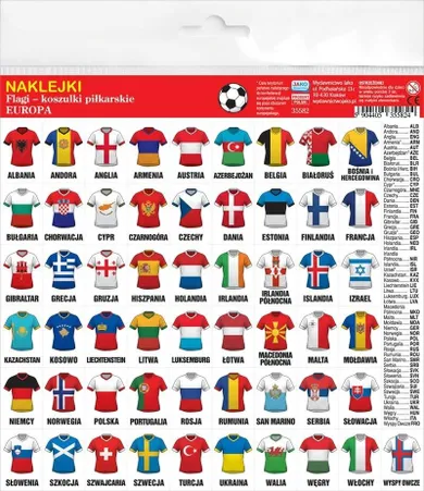 Jako, naklejki, koszulki piłkarskie flagi, Europa