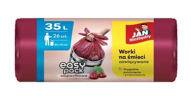 Jan Niezbędny, Easy-Pack, worki na śmieci, wiśnia, 35l, 26 szt.