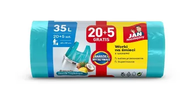 Jan Niezbędny, worki na śmieci z uszami, zapach owoców tropikalnych, 35l, 25 szt.