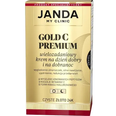 Janda, My clinic, Gold C Premium, wielozadaniowy krem na dzień dobry i na dobranoc, czyste złoto 24k, 50 ml