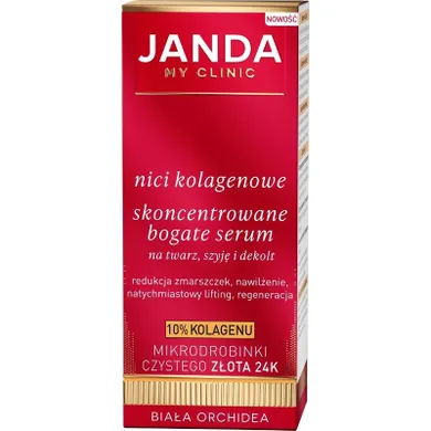 Janda, My clinic, nici kolagenowe, skoncentrowane bogate serum na twarz, szyję i dekolt, 10% kolagenu, 30 ml