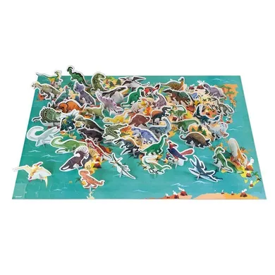 Janod, Dinozaury, puzzle edukacyjne z figurkami 3D, 200 elementów