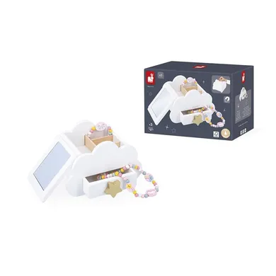 Janod, Jednorożce, szkatułka na biżuterię z lusterkiem, naszyjnikiem i bransoletką