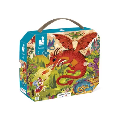 Janod, Królestwo smoków, puzzle w walizce, 54 elementy