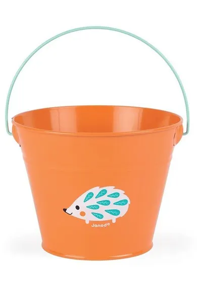 Janod, Mały ogrodnik, metalowe wiaderko, pomarańczowe