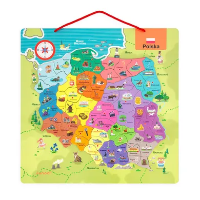 Janod, Mapa Polski, puzzle magnetyczne, 69 magnesów