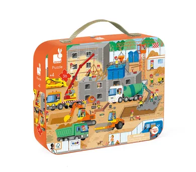 Janod, Plac budowy, puzzle w walizce, 36 elementów