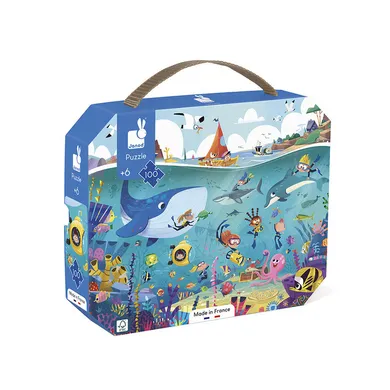 Janod, Podwodny świat, puzzle w walizce, 100 elementów