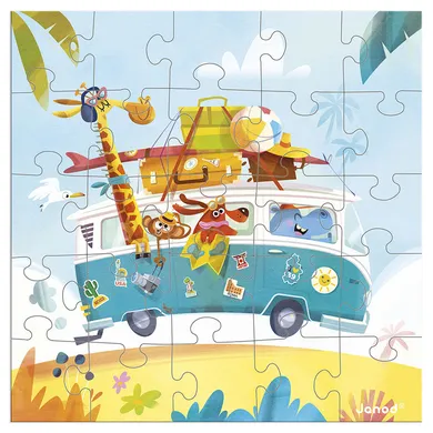 Janod, Road trip, Puzzle i kartka okolicznościowa 2w1