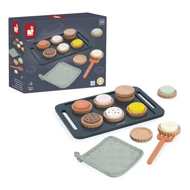 Janod, Shiny Grandma, drewniany zestaw do pieczenia ciasteczek, 21 elementów