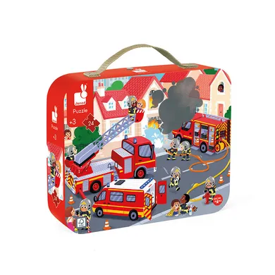 Janod, Strażacy, puzzle w walizce, 24 elementy