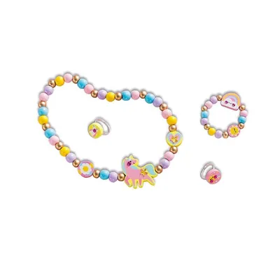 Janod, Tęczowa kraina, zestaw kreatywny do tworzenia biżuterii z drewna