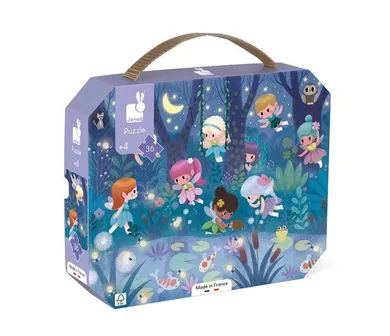 Janod, Wróżki i lilie wodne, puzzle w walizce, 36 elementów
