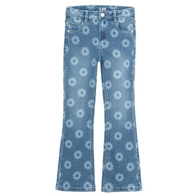 Jeansowe spodnie flare w kwiaty Cool Club