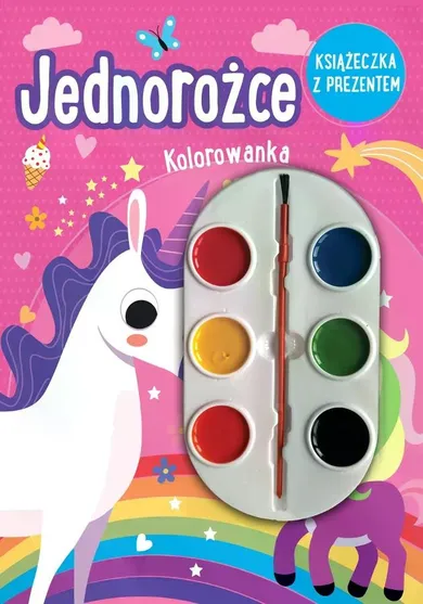 Jednorożce. Kolorowanka + farbki