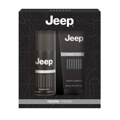 Jeep, Freedom, zestaw: męski dezodorant, 150 ml + żel pod prysznic, 200 ml