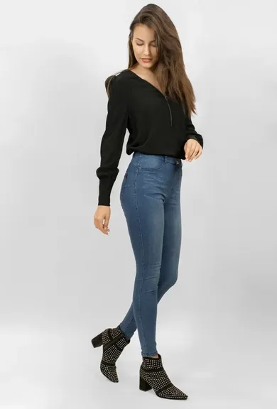Jegginsy damskie, granatowe, Leggins Margherita, Gatta