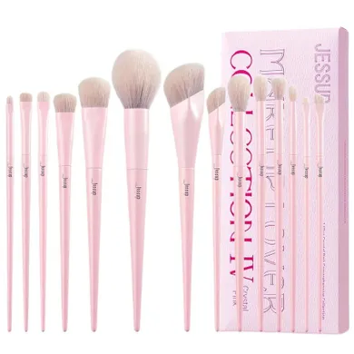 Jessup, Crystal Pink Makeup Brushes, zestaw pędzli do makijażu, 14 szt.