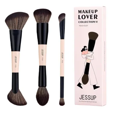 Jessup, Duo-End Brush Versatility Collection, zestaw dwustronnych pędzli do makijażu, Peach Dust, 3 szt.