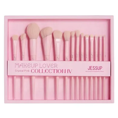 Jessup, Makeup Lover Crystal Pink Collection IV, zestaw pędzli do makijażu T495, 14 szt.