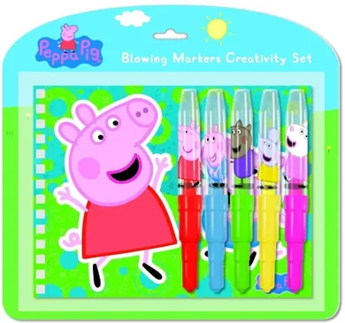 Jiri Models, Świnka Peppa, zestaw piśmienniczy, notes z szablonami i markerami, 5 szt.