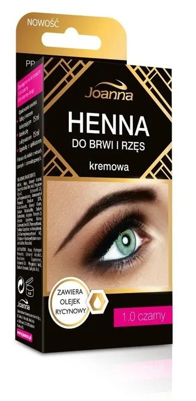 Joanna, henna do brwi i rzęs kremowa, nr 1.0, czarna, 15 ml