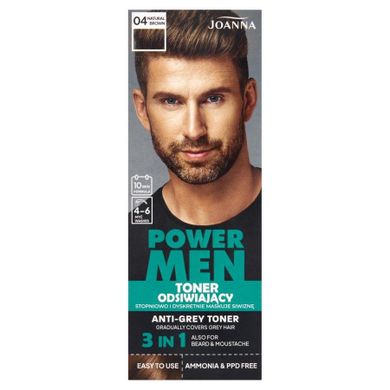 Joanna, Power Men, toner odsiwiający 04 natural brown, 80 g