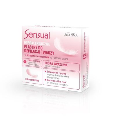 Joanna, Sensual, plastry do depilacji twarzy hipoalergiczne, 12 szt.