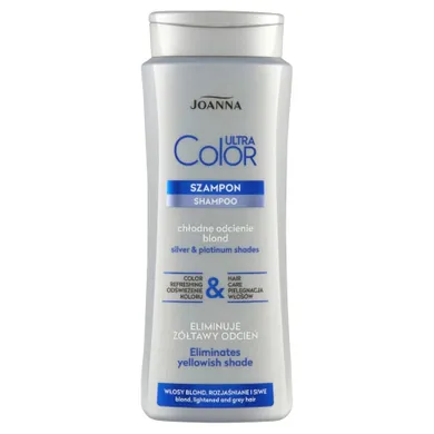 Joanna, Ultra Color, szampon nadający platynowy odcień do włosów blond i rozjaśnianych, 400 ml