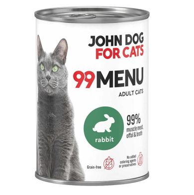 John Dog, 99 menu, dorosły, królik, karma mokra dla kota, 400g