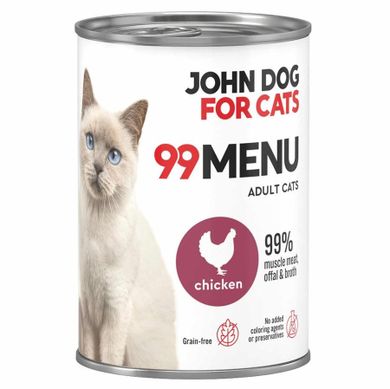 John Dog, 99 menu, dorosły, kurczak, karma mokra dla kota, 400g