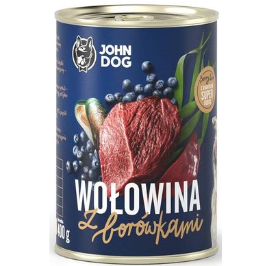 John Dog, Berry, Adult, wołowina z borówkami, karma mokra dla psa, 400g