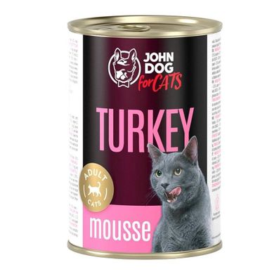 John Dog, for Cats, dorosły, indyk mus puszka, karma mokra dla kota, 400g