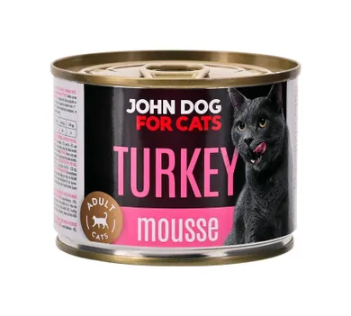 John Dog, for Cats, dorosły, indyk mus, puszka, karma mokra dla kotów, 200g