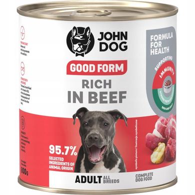 John Dog, Good Form, dorosły, wołowina, karma mokra dla psa, 800g