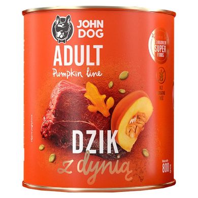 John Dog, Pumpkin, Adult, dzik z dynią, karma mokra dla psa, 800g