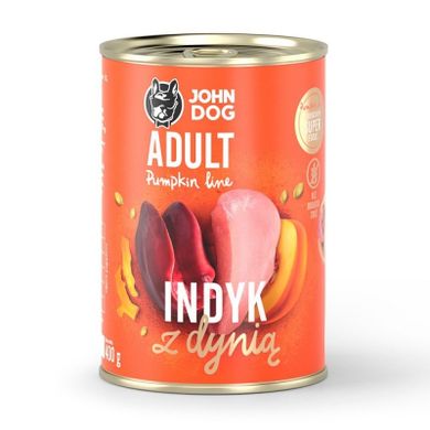 John Dog, Pumpkin, Adult, indyk z dynią, karma mokra dla psa, 400g