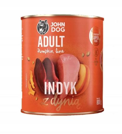 John Dog, Pumpkin, Adult, indyk z dynią, karma mokra dla psa, 800g