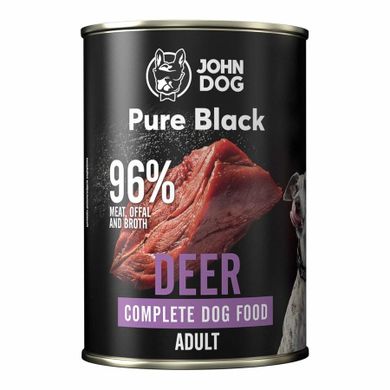 John Dog, Pure Black, dorosły, jeleń, karma mokra dla psa, 400g