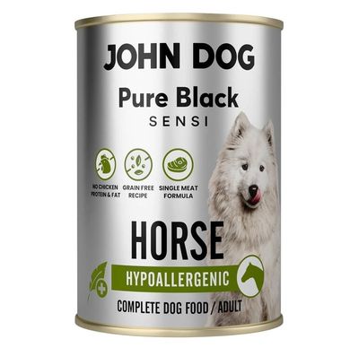 John Dog, Pure Black Sensi Hypoallergenic, konina, mokra karma dla psa, 400g