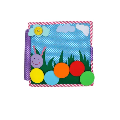 Jolly Designs. Gąsienica. Książeczka sensoryczno-manipulacyjna