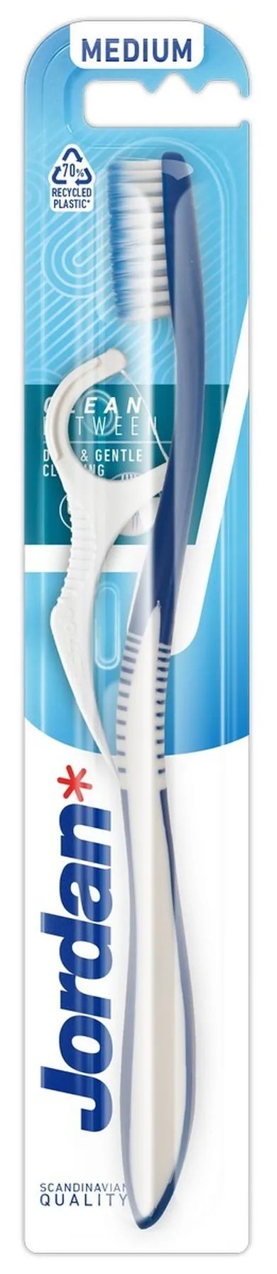 Jordan, Clean Between, szczoteczka do zębów z flosserem, średnia